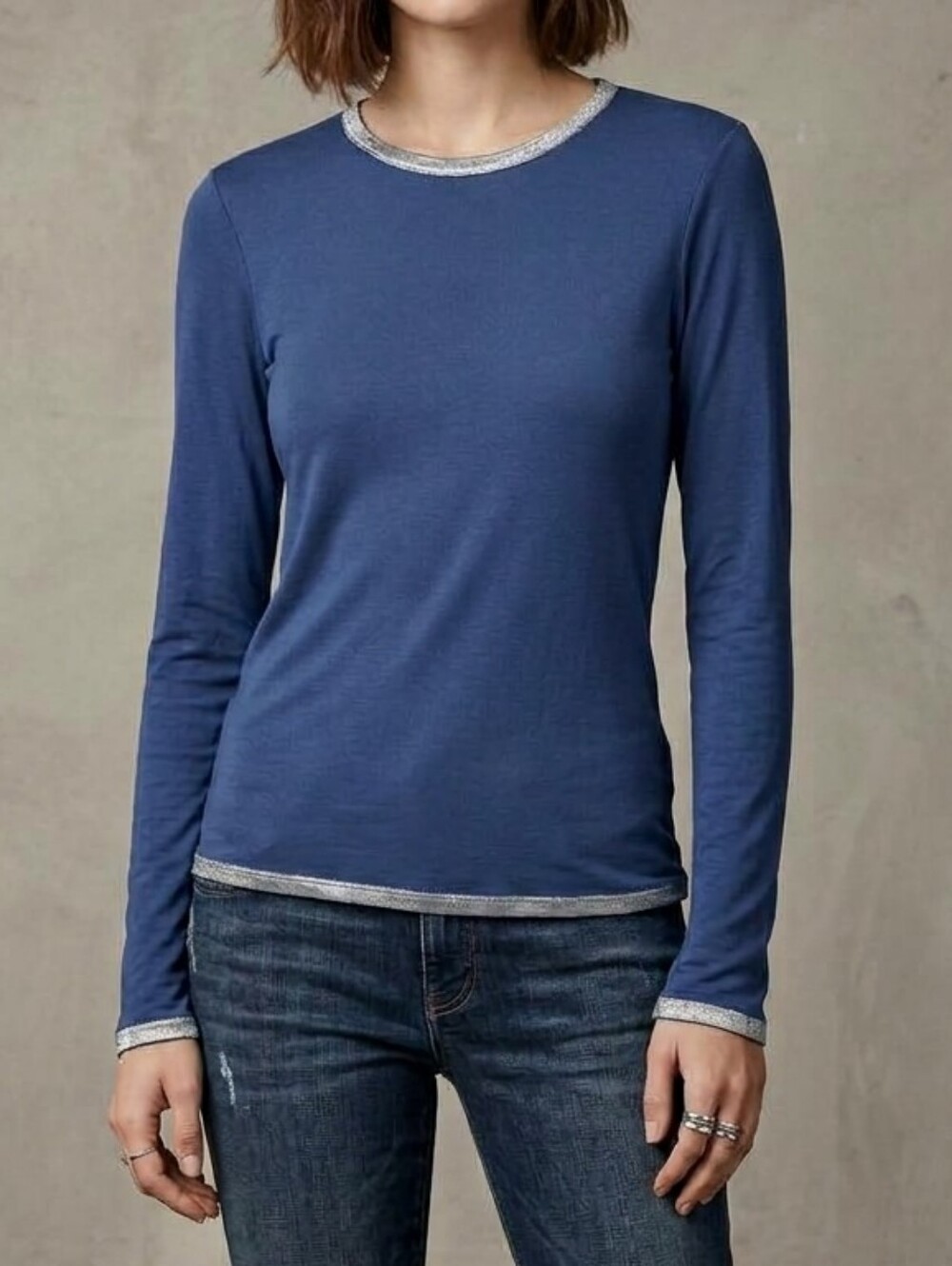 449. NWOT - ZADIG & VOLTAIRE Willy Foil Long-Sleeve Top